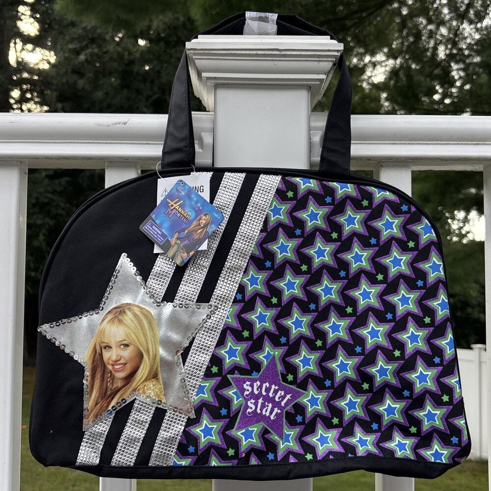 Disney Vintage Y2K Secret Star Hannah Montana Tote Bag Black Purple Miley Cyrus